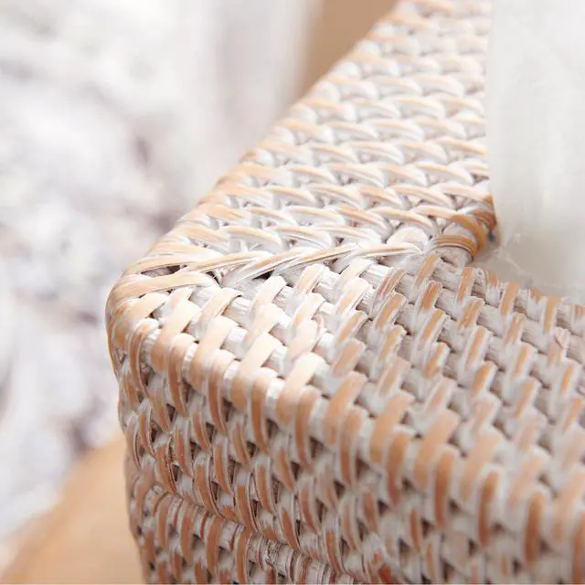 Alt view image 5 of 7 - Rattan Square Tissue Box Cover, 5.7" x 5.7" x 5", Decorative Woven Facial Tissue Holder with Hinged Top Lid, Whitewash