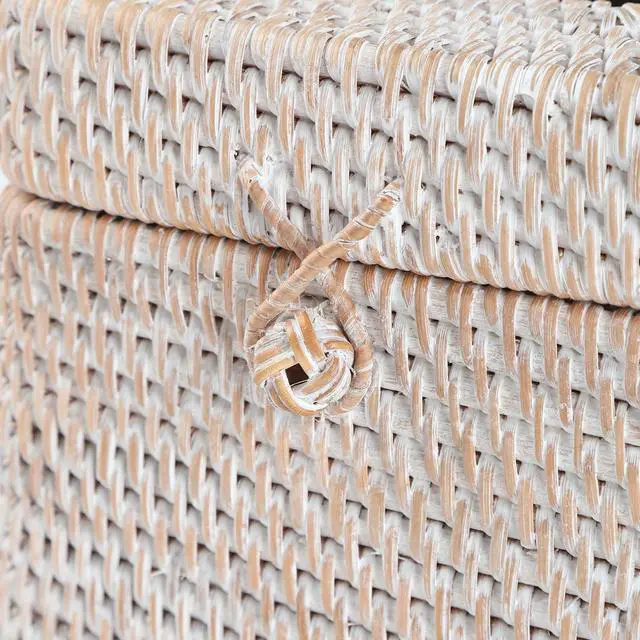 Alt view image 7 of 7 - Rattan Square Tissue Box Cover, 5.7" x 5.7" x 5", Decorative Woven Facial Tissue Holder with Hinged Top Lid, Whitewash
