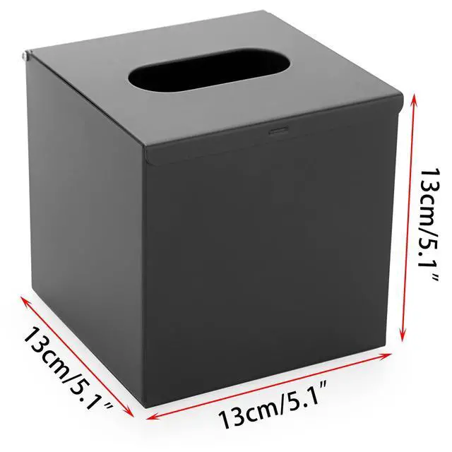 Alt view image 3 of 7 - Square Tissue Box Cover - Stylish Cube Stainless Steel Tissue Box Holder, Modern Metal Facial Tissue Holder for Dresser Table Night Stand Bathroom Vanity Home Office Bar Wall Decor, Black