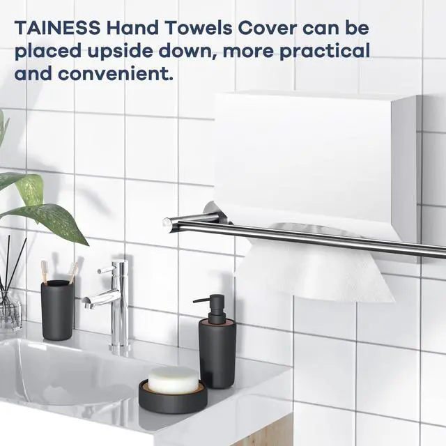 Alt view image 3 of 7 - Acrylic Hand Towel Box Cover Compatible with Kleenex Disposable Hand Towels Wall-Mounted Paper Towel Dispenser Suitable for Tabletop, Bathroom, Car, and Office Use Valentine's Day Gifts (White)