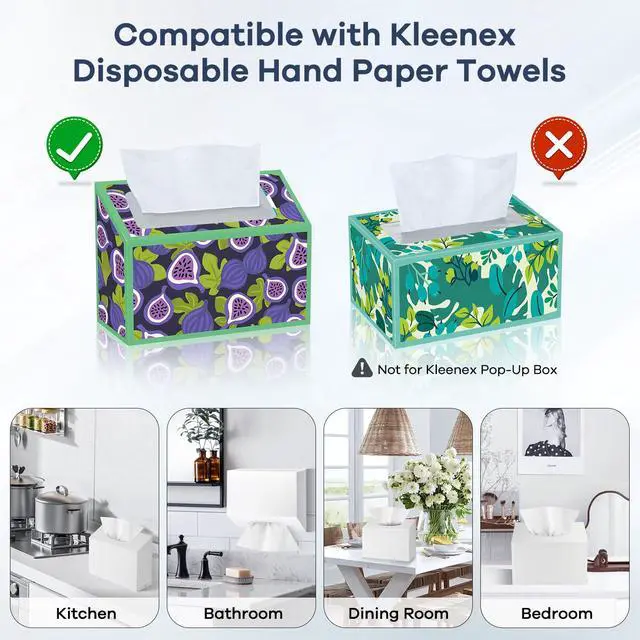 Alt view image 5 of 7 - Acrylic Hand Towel Box Cover Compatible with Kleenex Disposable Hand Towels Wall-Mounted Paper Towel Dispenser Suitable for Tabletop, Bathroom, Car, and Office Use Valentine's Day Gifts (White)