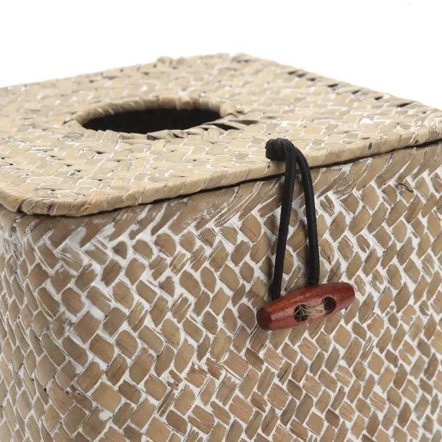 Alt view image 4 of 5 - Seagrass Square Tissue Box Cover Woven Napkin Holder Decorative for Bathroom Farmhouse (Whitewash, 5.5 x 5.5 x 5.5 Inch)