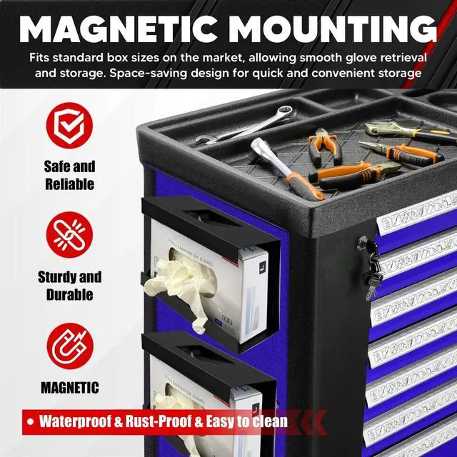Alt view image 6 of 7 - Magnetic Glove Box Holder, Tissue Dispenser, Holds Boxes of Gloves, Towels, Wipes and Tissues,Suitable for Wall mounting, toolboxes, garages, workshops, Offices and Kitchens