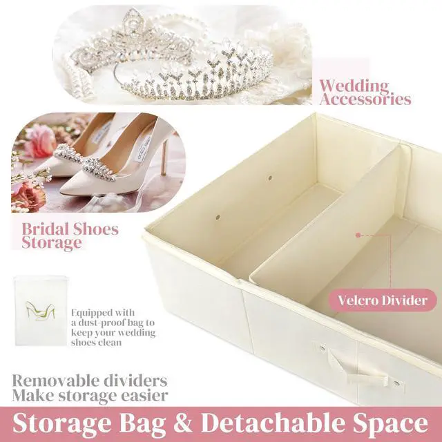 Alt view image 3 of 7 - Large Wedding Dress Preservation Box Breathable Storage Box with 50 Acid-Free Tissue Paper Microfiber Glove Dust Bag & Clothing Desiccant Keepsake Chest for Gowns, Heirlooms, and Bridal Dresses