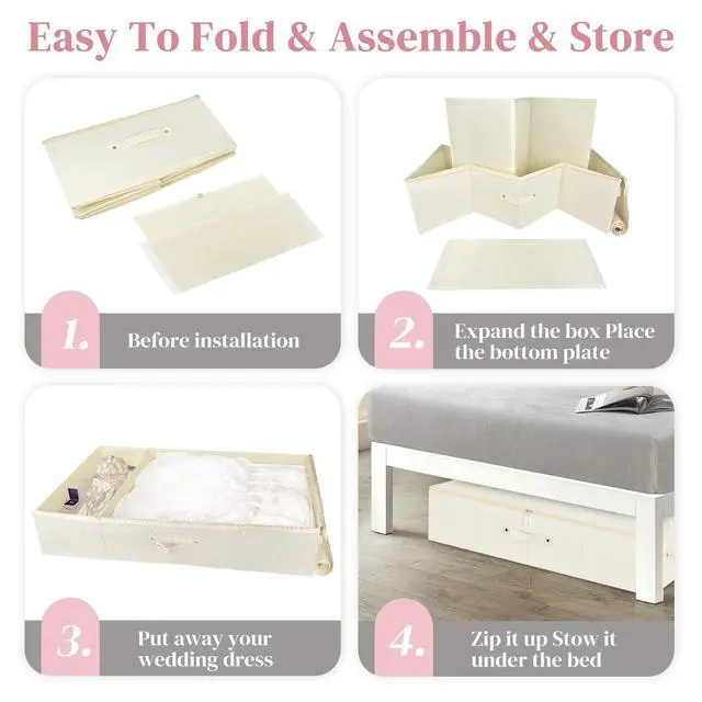 Alt view image 5 of 7 - Large Wedding Dress Preservation Box Breathable Storage Box with 50 Acid-Free Tissue Paper Microfiber Glove Dust Bag & Clothing Desiccant Keepsake Chest for Gowns, Heirlooms, and Bridal Dresses