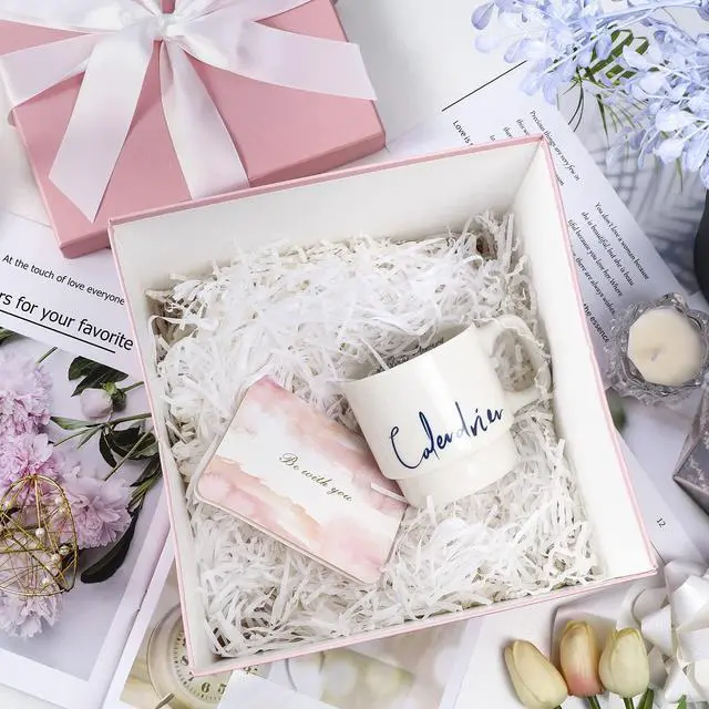 Alt view image 2 of 6 - Medium Birthday Gift Box with Lids, Ribbon and Tissue Paper, Collapsible Gift Box - 1 Pcs, 10x10x10 Inches, Pink