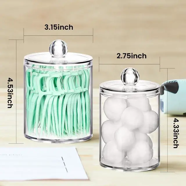Alt view image 5 of 7 - Tissue Box Cover, Square Facial Acrylic Tissue Holder with 2 Pack Clear Qtip Holder Dispenser, Bathroom Vanity Dresser Night Stand Essentials Accessories Decor, Modern Farmhouse Decor, Marble
