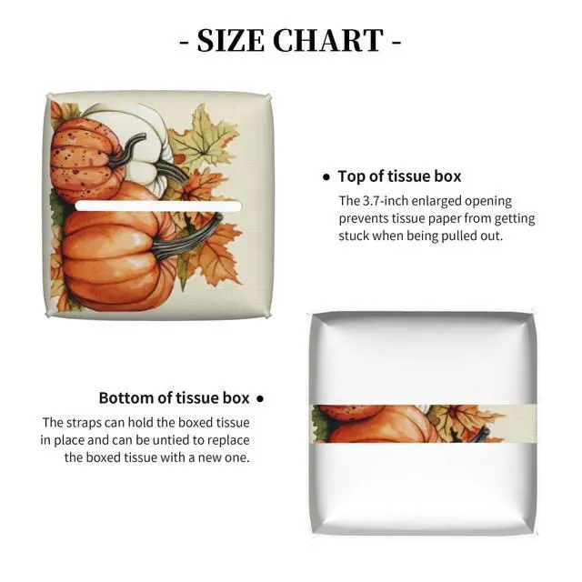 Alt view image 5 of 7 - Pumpkins Fall Tissue Box Cover Autumn Leaves Square Leather Tissue Case Holder Facial Paper Organizer Decorative for Tabletop Night Stands Desk Bathroom Kitchen Car Office Home Decor