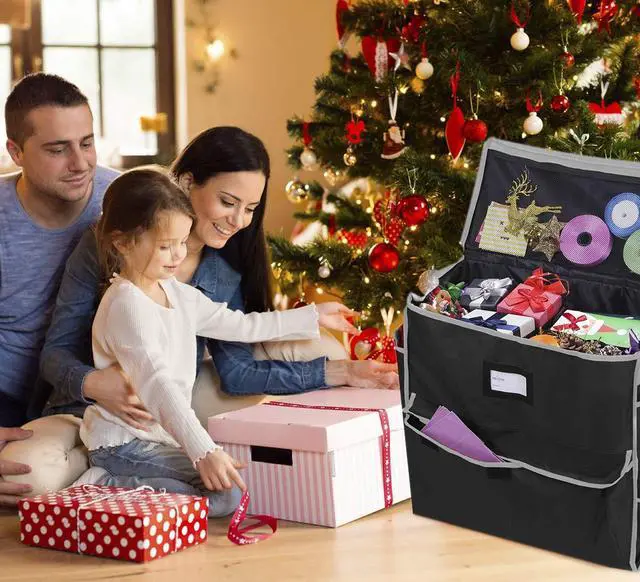 Alt view image 2 of 6 - Unique Holiday Storage Organizer for Gift Bag and Wrapping Accessories (Black)