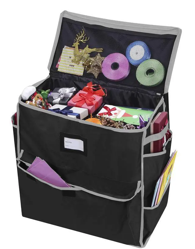 Main image of Unique Holiday Storage Organizer for Gift Bag and Wrapping Accessories (Black)