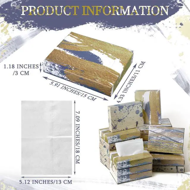 Alt view image 2 of 7 - 24 Packs Gold Small Boxes of Tissues Car Facial Tissue Boxes Disposable Tissue Packs Cube Facial Tissues 2 Ply 960 Sheets for Holiday Party Bathroom Office Floral Home Decor