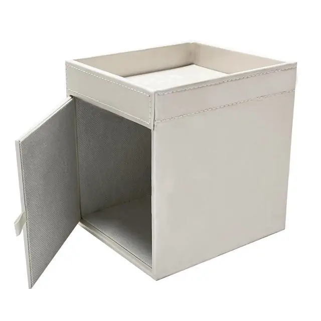 Alt view image 5 of 6 - PU Leather Tissue Box Cover Square, Modern Tissue Holder with Storage Valet Tray, Nightstand Decorative Tissues Case, Facial Tissue Box Holder for Bathroom,Bedroom,Livingroom and Office (Beige)