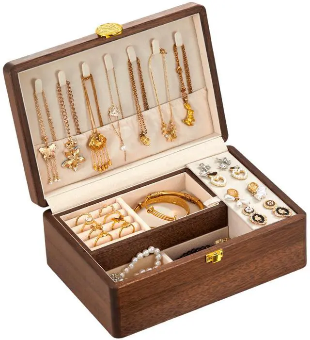 Main image of Jewelry Small Wooden Box Jewelry Organizer and Storage for Women