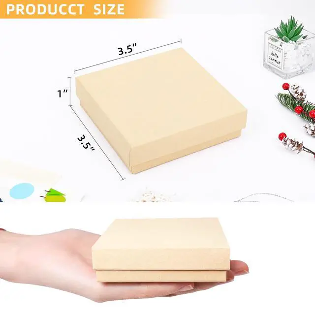 Alt view image 2 of 7 - Jewelry Gift Boxes, Cardboard Jewelry Boxes, 40 Pack 3.5x3.5x1 Inch, Bulk Cotton Filled Small Jewelry Boxes with Lids for Necklace Ring Bracelet Earring Display Box (Brown)