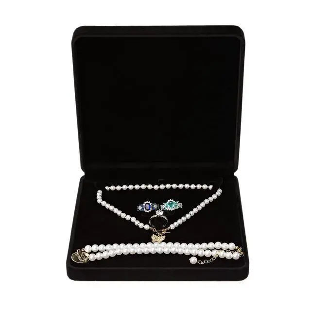 Alt view image 4 of 7 - Velvet Jewelry Set Box, Velvet Gift Box for Bracelet Necklace Earring Ring (Black)