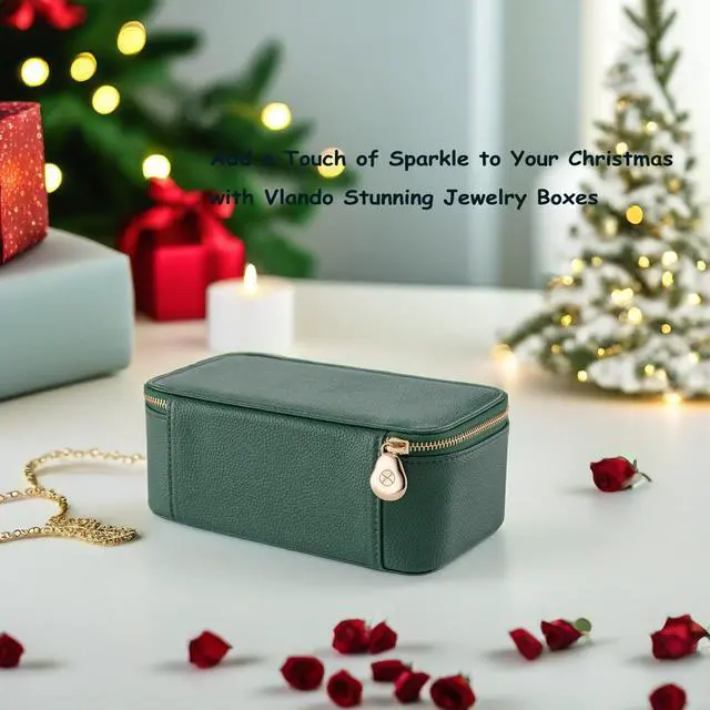 Alt view image 4 of 7 - Travel Jewelry Box Organizer Portable PU Leather Jewelry Case with 6/8/12 Zippered Pouches, Compact Storage for Earrings Rings Necklaces Bracelets, Dark Green