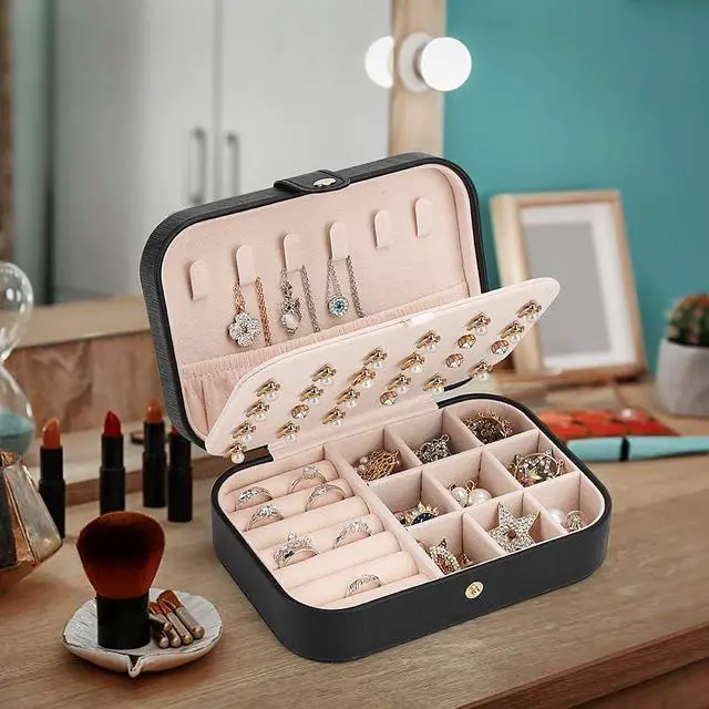 Alt view image 2 of 7 - Small Jewelry Box Storage Organizer Jewelry case Travel Jewelry Organizer