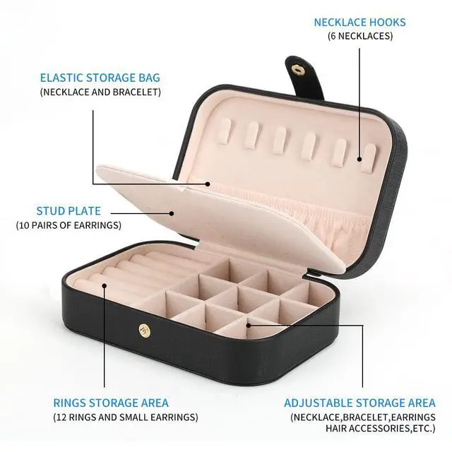 Alt view image 3 of 7 - Small Jewelry Box Storage Organizer Jewelry case Travel Jewelry Organizer