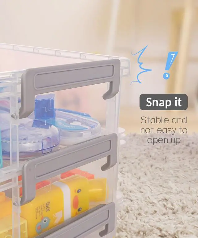 Alt view image 6 of 7 - 6 Pack Extra Large Pencil Box, Plastic Pencil Case Crayon Box, Clear Marker Organizer Plastic Containers with Lid, Stackable Storage Boxes for Art Craft,Pen,Back to School Teacher Supplies, Grey