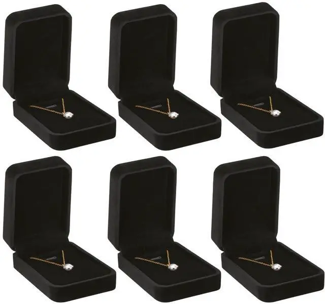 Main image of 6 Pieces Velvet Jewelry Gift Boxes for Necklace Pendant Bracelet Ring Earring, Jewelry Storage Display Case for Christmas Wedding Engagement Birthday Anniversary (Pendant Box STYLE-6PCS)