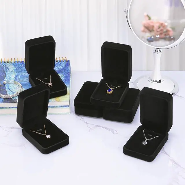 Alt view image 2 of 6 - 6 Pieces Velvet Jewelry Gift Boxes for Necklace Pendant Bracelet Ring Earring, Jewelry Storage Display Case for Christmas Wedding Engagement Birthday Anniversary (Pendant Box STYLE-6PCS)