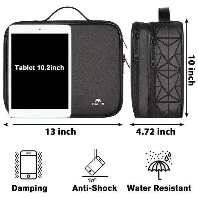 Alt view image 4 of 7 - Cord Organizer Case with Adjustable Divider, DJ Cable File Bag for DJ Gear, Sound Instrument and Music Equipment Accessories, Shockproof Portable Double Layer Cord Bags, Black