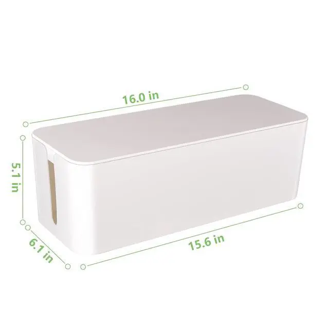 Alt view image 3 of 7 - Cable Management Box, Large Cord Organizer Box to Hide Power Strip & Under Desk,TV Computer Wires Cable Organizer Hider Box with Cable Clips&Reusable Cable Ties for Home/Office(White)