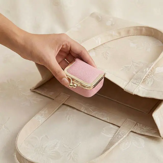 Alt view image 7 of 7 - Genuine Leather Mini Jewelry Box Portable Vintage-Inspired Leather Small Coin Purse Jewelry Organizer Case Mini Travel Ring Box with Kiss Lock for Women Earring Ring Necklace