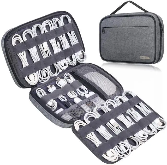Main image of Cord Organizer Travel, Cable Organizer Bag Case, Portable Electronics Organizer travel Case, 6 Layer Large Capacity Charging Cords Storage organizer for Cables, SD Card, Travel Essentials, Gray