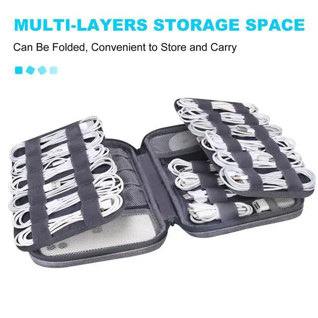 Alt view image 3 of 7 - Cord Organizer Travel, Cable Organizer Bag Case, Portable Electronics Organizer travel Case, 6 Layer Large Capacity Charging Cords Storage organizer for Cables, SD Card, Travel Essentials, Gray