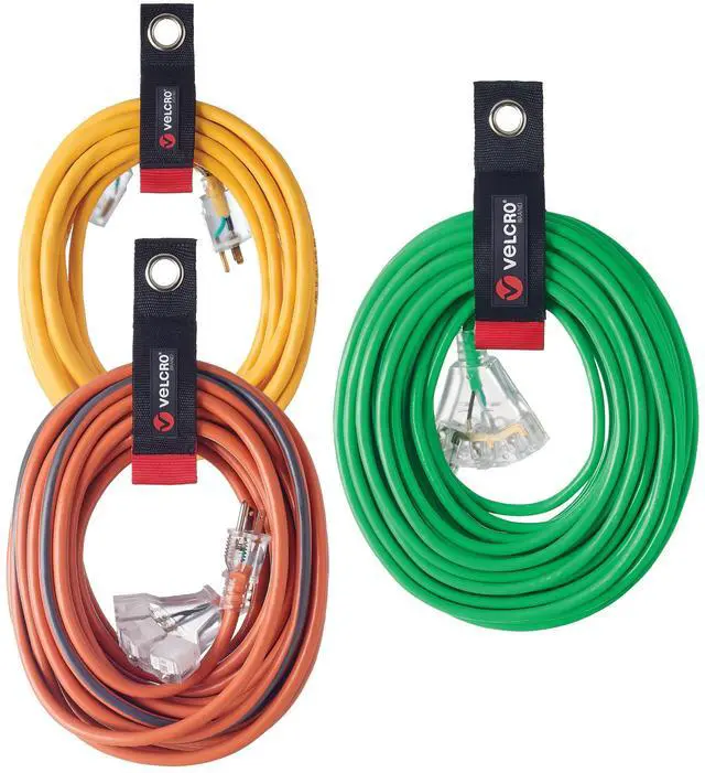 Main image of Easy Hang Extension Cord Holder Organizer Variety Pack | Holds 60-100lbs, Heavy Duty Straps Fit Easily on Hooks or Nails | Perfect for Garage Organization | 3-pk 10", 14" and 18", Black