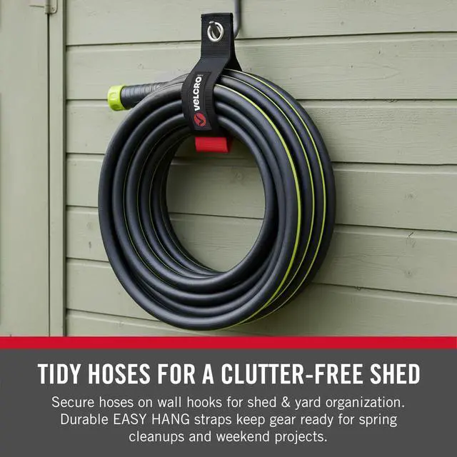 Alt view image 3 of 7 - Easy Hang Extension Cord Holder Organizer Variety Pack | Holds 60-100lbs, Heavy Duty Straps Fit Easily on Hooks or Nails | Perfect for Garage Organization | 3-pk 10", 14" and 18", Black