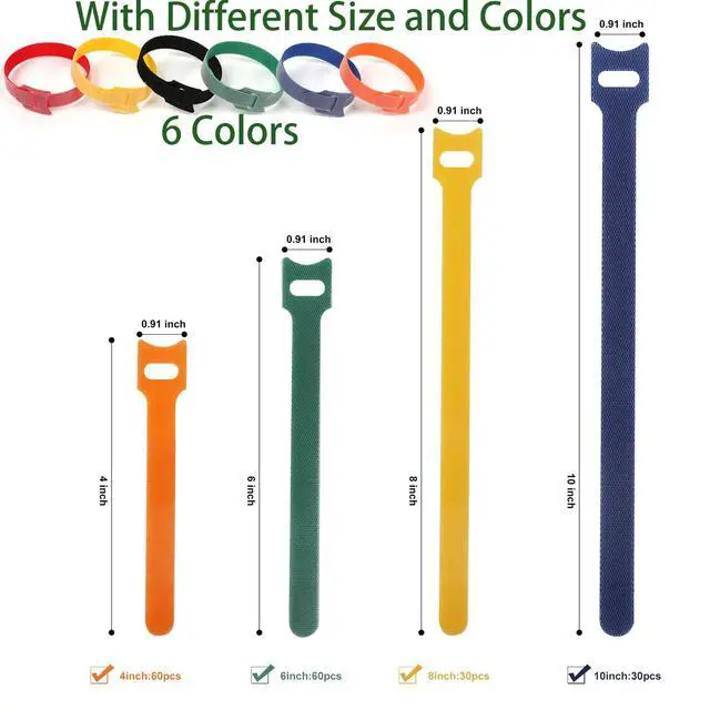 Alt view image 2 of 5 - Cable Ties 180PCS, 4+6+8+10 inch Reusable Multi-Colour Cable Ties Wire Ties Cord Organizer Cable Organizer Adjustable Cable Management for Cable Management (4+6+8+10 Inch(Colorful))