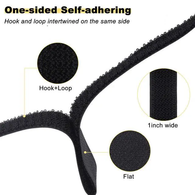 Alt view image 3 of 7 - 1"x32ft Hook and Loop Straps with 50 Metal Buckles, Adjustable Fastening Cable Straps, Cut-to-Length Cinch Strap, Reusable Nylon Securing Cord Ties for Organizer or Storage, 1 inch Wide, Black