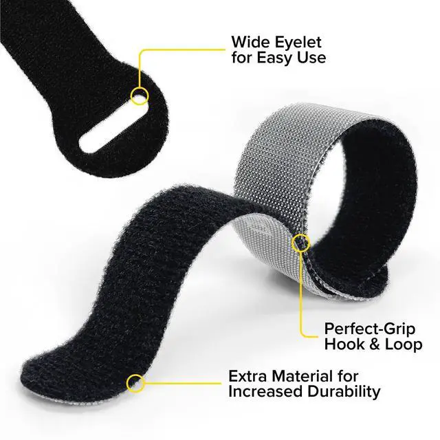 Alt view image 6 of 7 - Self-Gripping Cable Ties by Wrap-It Storage, Multi-Color, 40 Pack (5 Inch and 8 Inch Straps) Reusable Hook and Loop Cord Keeper, Cable Wrappers for Cord Management and Home Office Desk Organization