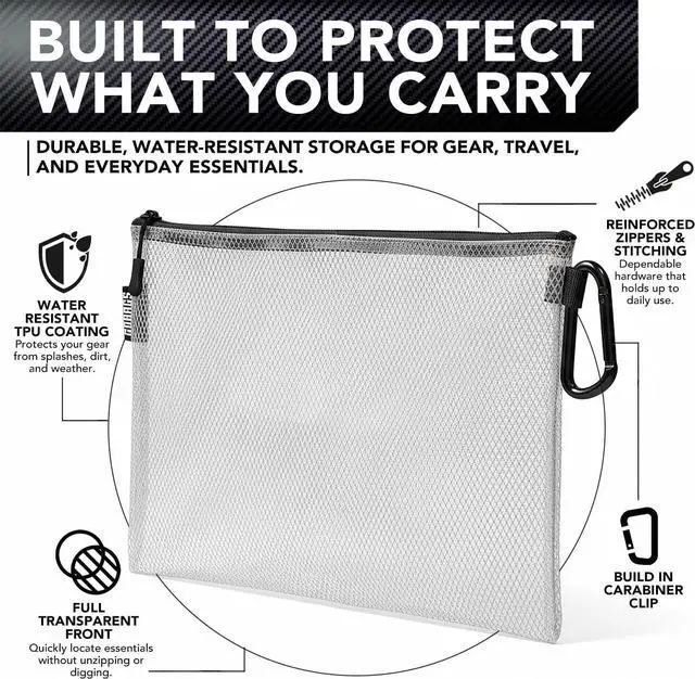 Alt view image 2 of 7 - Air Production Large Clear Zipper Pouch (4Pack) Cable Organizer & Travel Gear Bag for Electronics, Camera Accessories, Tool Pouch & Small Tech Storage