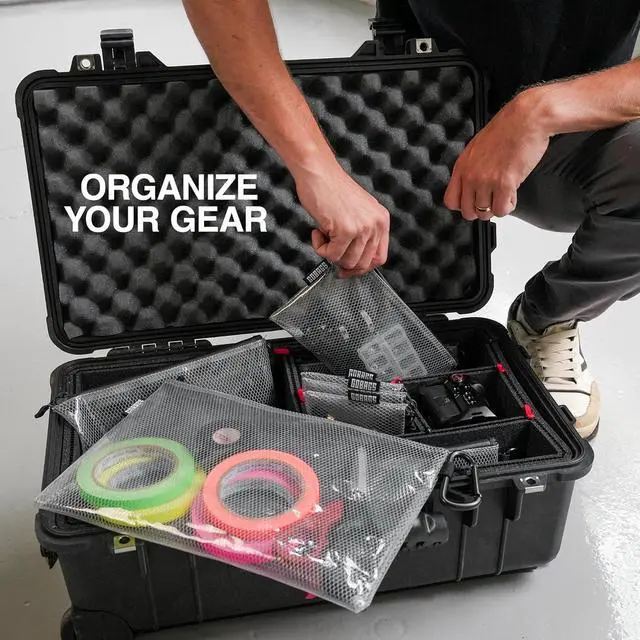 Alt view image 3 of 7 - Air Production Large Clear Zipper Pouch (4Pack) Cable Organizer & Travel Gear Bag for Electronics, Camera Accessories, Tool Pouch & Small Tech Storage
