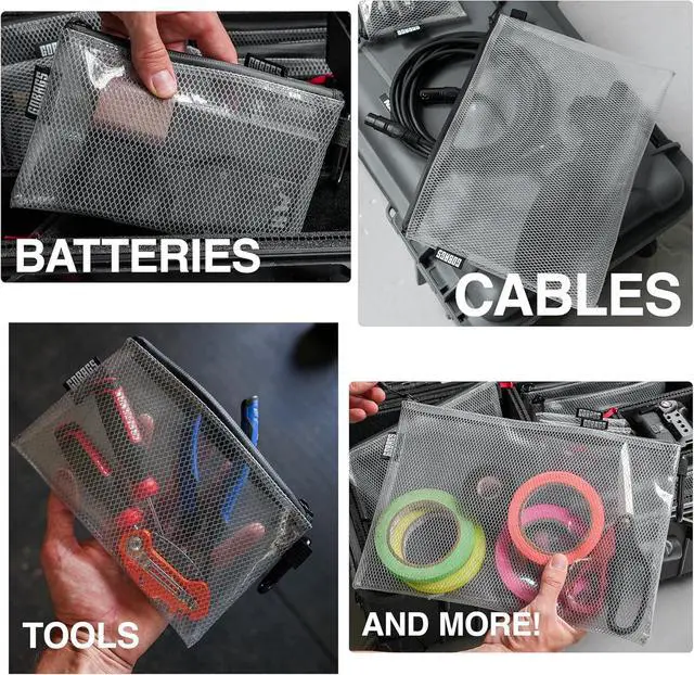 Alt view image 4 of 7 - Air Production Large Clear Zipper Pouch (4Pack) Cable Organizer & Travel Gear Bag for Electronics, Camera Accessories, Tool Pouch & Small Tech Storage