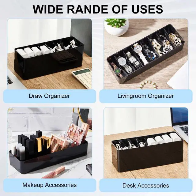 Alt view image 7 of 7 - 2 Pcs Cable Organizer Box with Wire Ties, Plastic Cord Storage Box with Lid, Electronics Organizer for Home Office Desk Organizers and Accessories (Black)