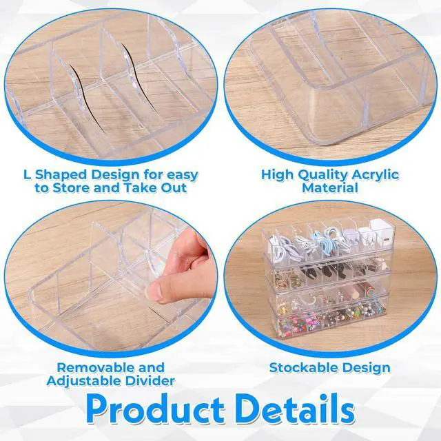 Alt view image 3 of 7 - 4 Pcs Cord Storage Organizer Clear Plastic Cable Storage Box with 40 Silicone Wire Ties, Cord Organizer Box with Lid for Home Office Desk Organization, Jewelry and Accessories