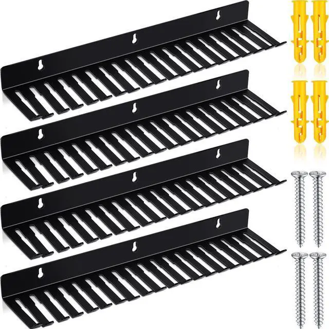 Main image of 4 Pcs Wall Mountable Cable Hanger Cord Rack Organizer Black Holder with 19 Cable Slots Width from 5.5 to 9.5mm for Cord Management Storage Wall Shelf Mount