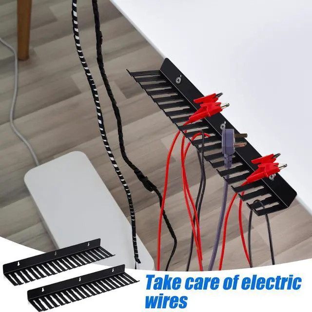 Alt view image 4 of 7 - 4 Pcs Wall Mountable Cable Hanger Cord Rack Organizer Black Holder with 19 Cable Slots Width from 5.5 to 9.5mm for Cord Management Storage Wall Shelf Mount