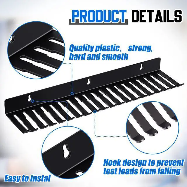 Alt view image 5 of 7 - 4 Pcs Wall Mountable Cable Hanger Cord Rack Organizer Black Holder with 19 Cable Slots Width from 5.5 to 9.5mm for Cord Management Storage Wall Shelf Mount