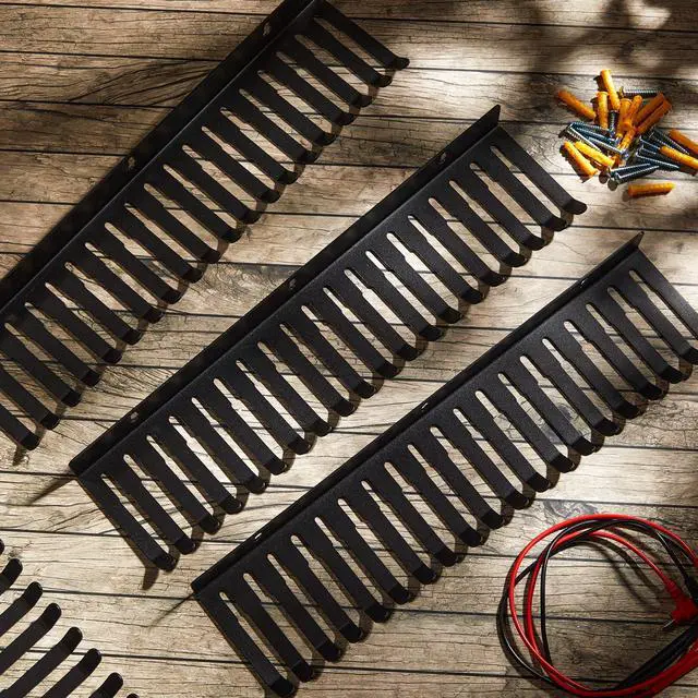 Alt view image 7 of 7 - 4 Pcs Wall Mountable Cable Hanger Cord Rack Organizer Black Holder with 19 Cable Slots Width from 5.5 to 9.5mm for Cord Management Storage Wall Shelf Mount