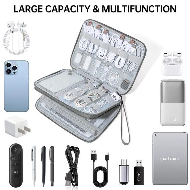 Alt view image 5 of 7 - Electronics Organizer Travel, Travel Cord Organizer Case, Compact Electronics Accessories Bag for Cable, Cord, Charger, Phone