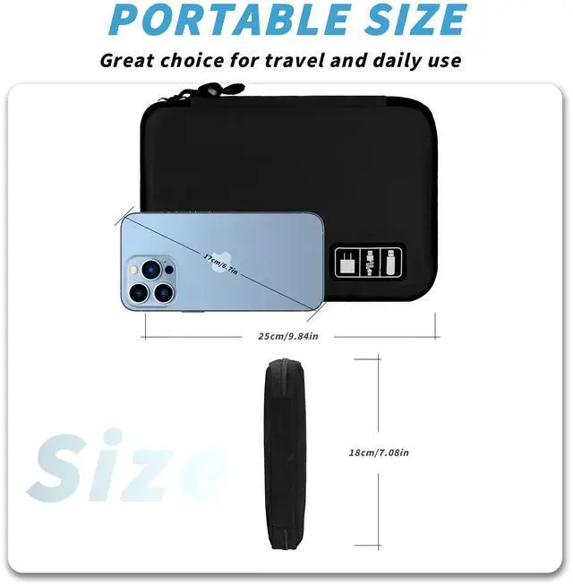 Alt view image 3 of 6 - Electronics Organizer,Travel Cord Organizer Pouch, Portable Cable Organizer Bags,Travel Electronic Accessories Storage Case for Cables, Cords, Charger, Phone (Black)