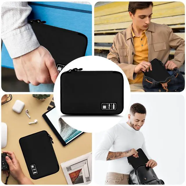Alt view image 6 of 6 - Electronics Organizer,Travel Cord Organizer Pouch, Portable Cable Organizer Bags,Travel Electronic Accessories Storage Case for Cables, Cords, Charger, Phone (Black)