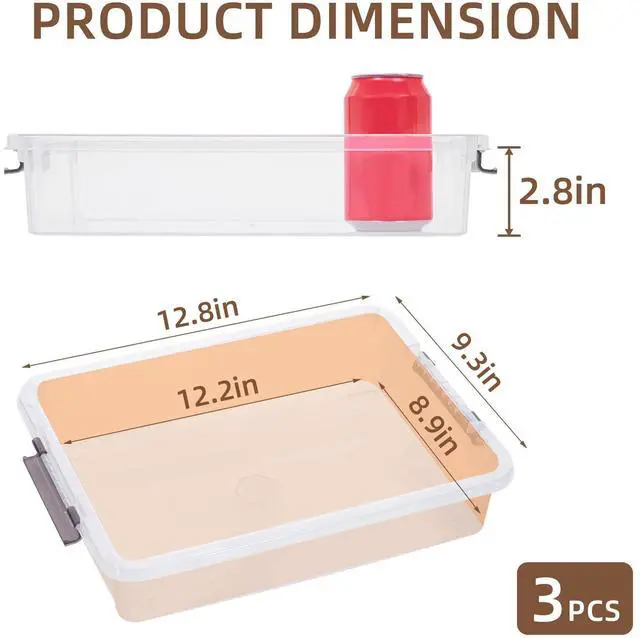 Alt view image 2 of 7 - 3 PCS Plastic Storage Bins with Latching Lids Portable Project Case Clear File Box Stackable Storage Containers for Organizing A4 Paper, Photo, Document, Scrapbook