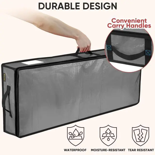 Alt view image 5 of 7 - Soft Christmas Wrapping Paper Storage Bag, 40" Durable PE Gift Wrap Storage Bag with Flexible Partitions and Pockets for Ribbon, Accessories (Grey)