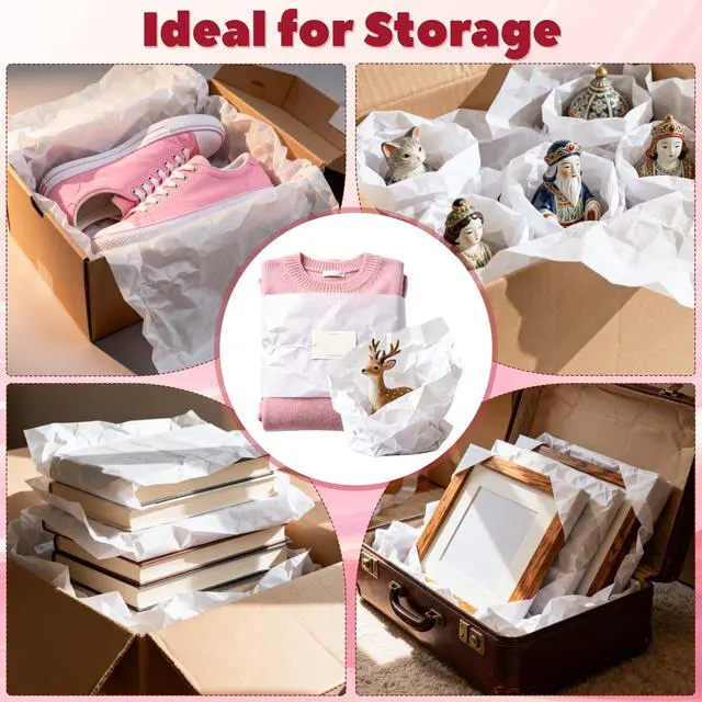 Alt view image 5 of 7 - 100 Sheets 15 x 20 Inch Acid Free Tissue Paper for Storage, Unbuffered No Acid Papers White Tissue Paper Large Wrapping Papers Bulk for Preserving Clothing Festival Mother's Day Gift Wrap